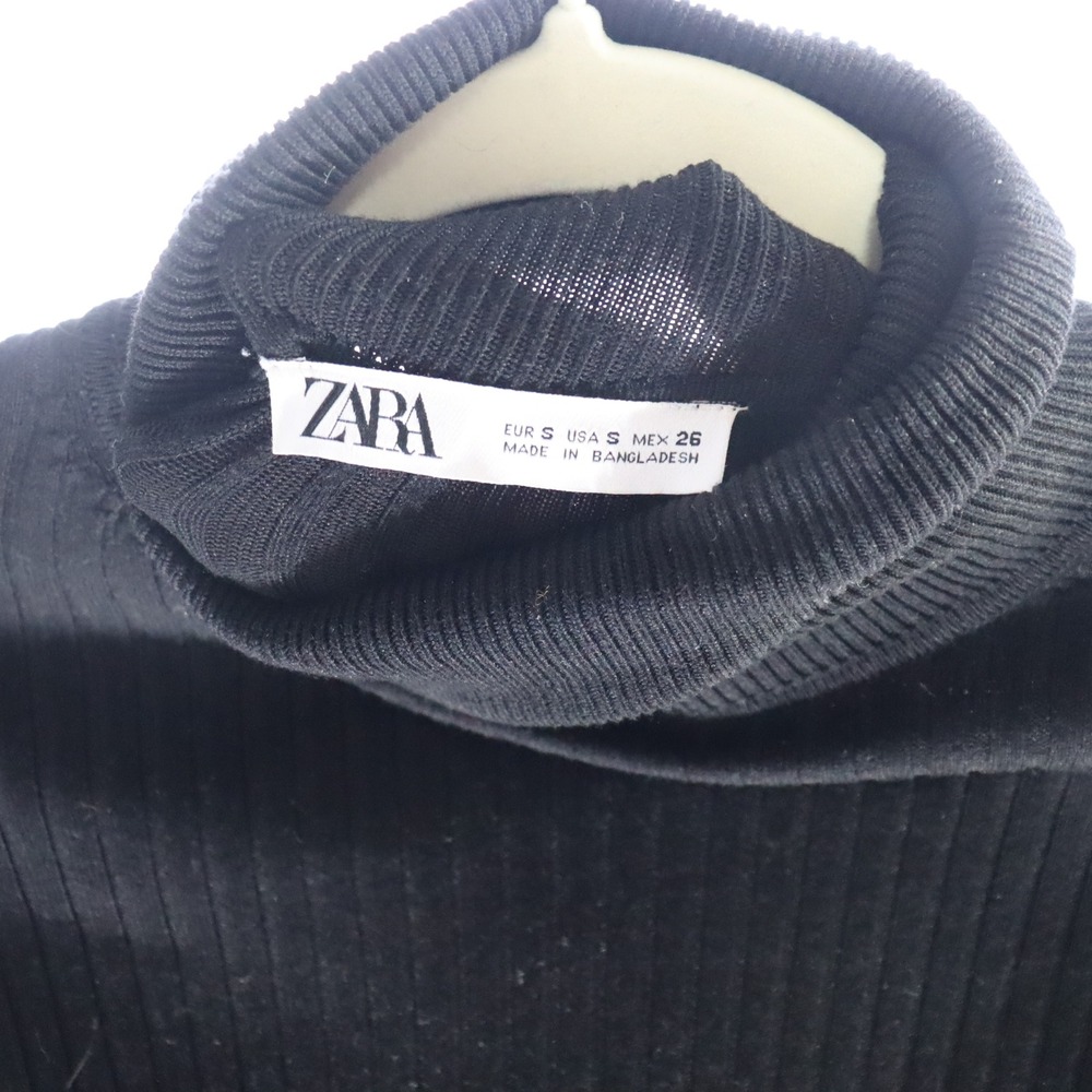 Zara Turtleneck Sweater Small Black Womens Ribbed Knit Basic - Picture 4 of 4